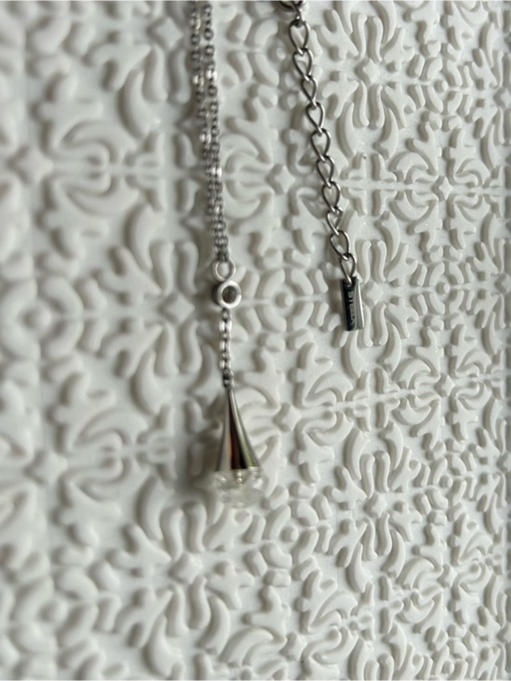 STEELX Delicate Silver Drop Pendant Necklace - Clear Stone